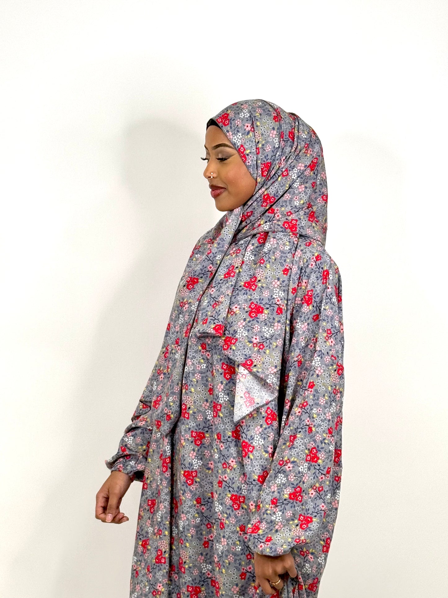 Spring floral one piece islamic prayer dress