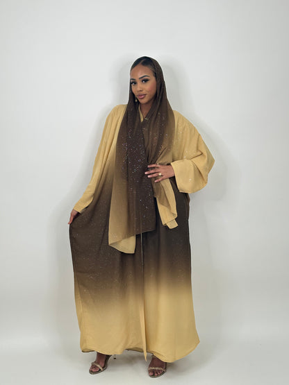 Brown Ombré stars abaya