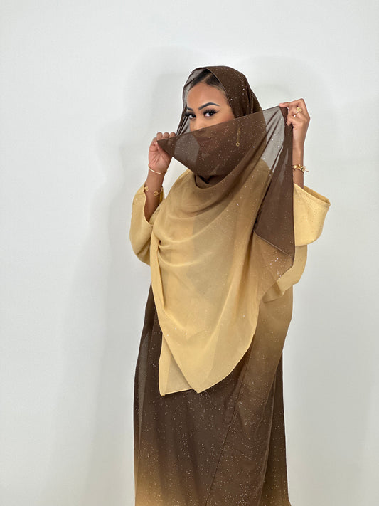 Brown Ombré stars abaya