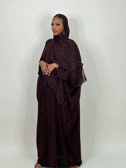 Brown stars abaya set