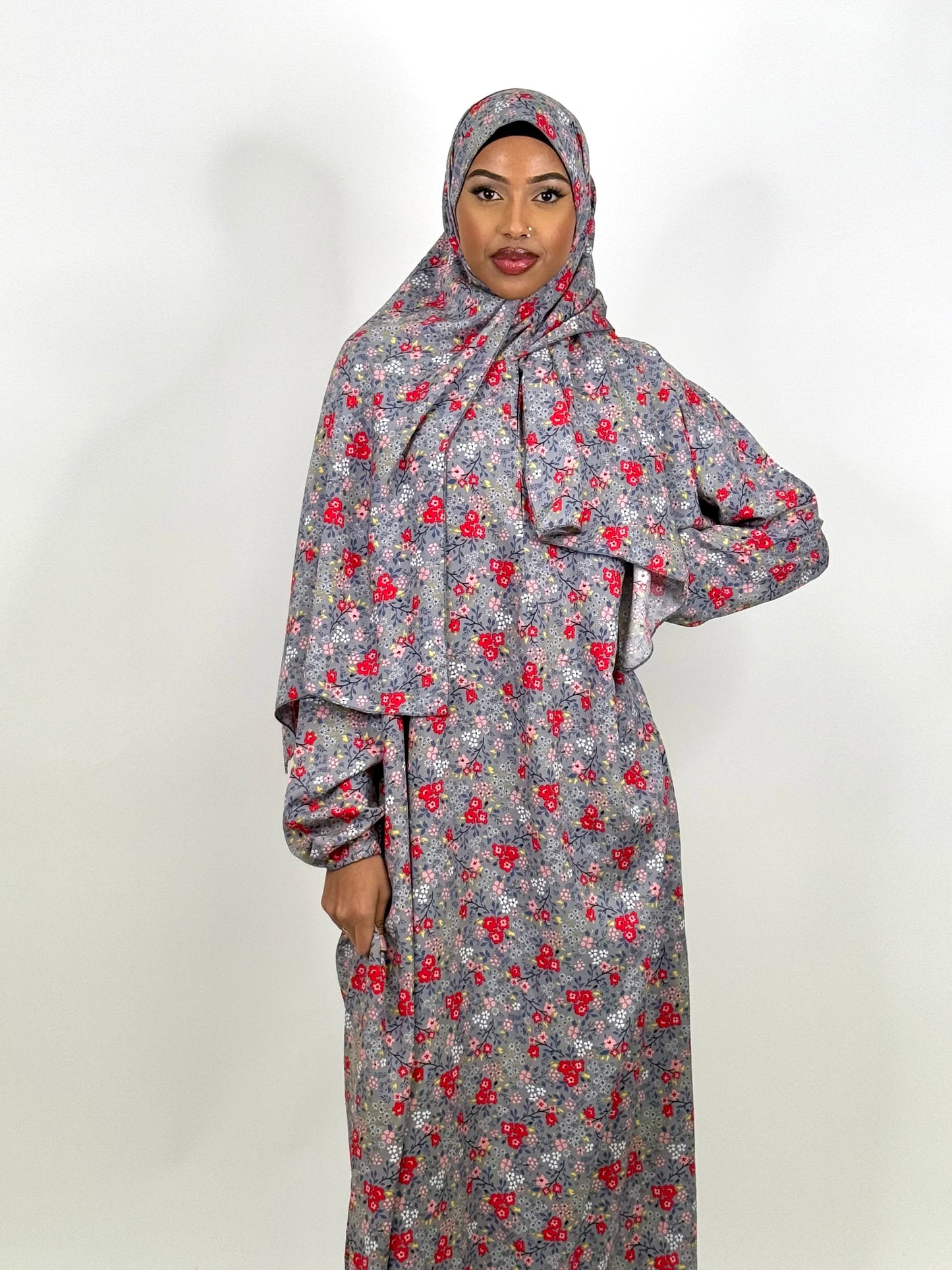 Spring floral one piece islamic prayer dress