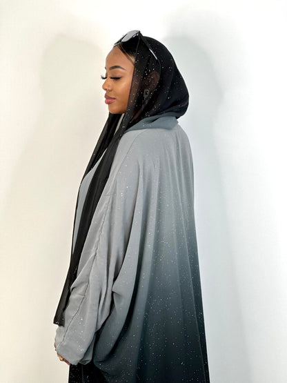 Grey Ombré stars abaya