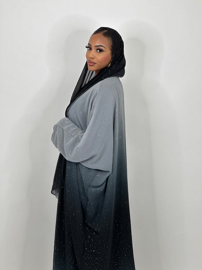 Grey Ombré stars abaya