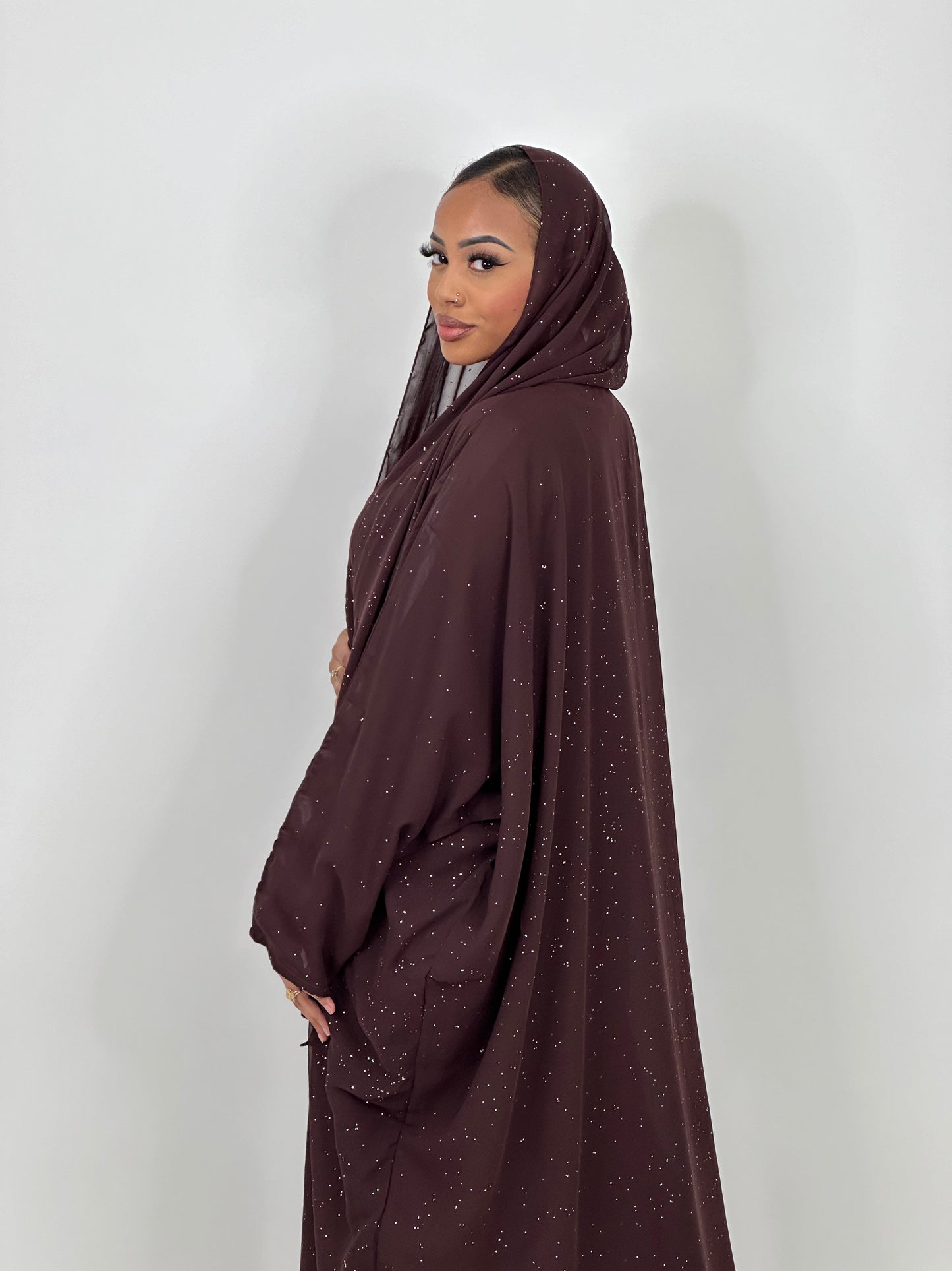 Brown stars abaya set