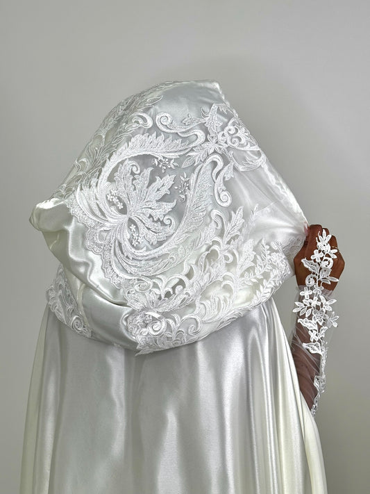 Ivory silk Bridal cover up cape