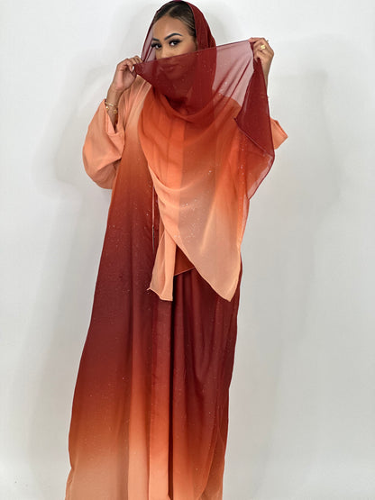 Sunset Ombré stars abaya