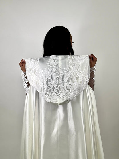 Ivory silk Bridal cover up cape