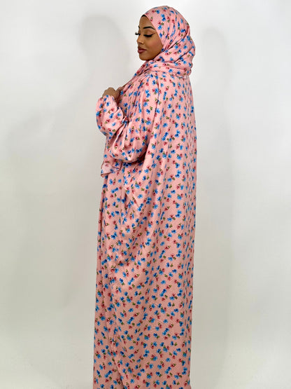 Pink Dream floral one piece islamic prayer dress