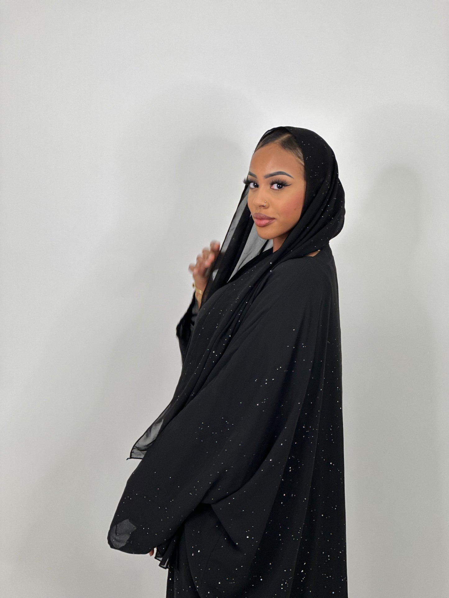 Black stars abaya set