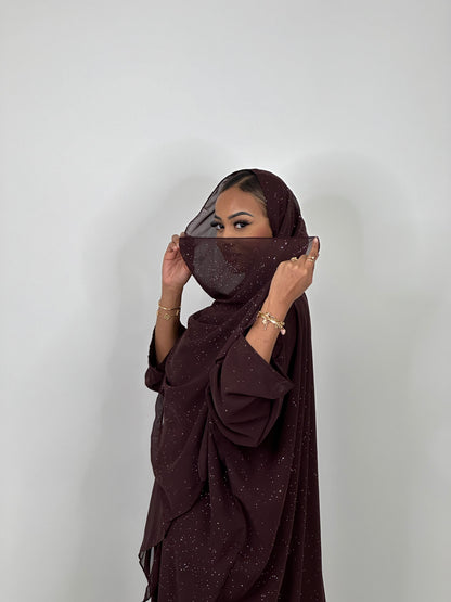 Brown stars abaya set