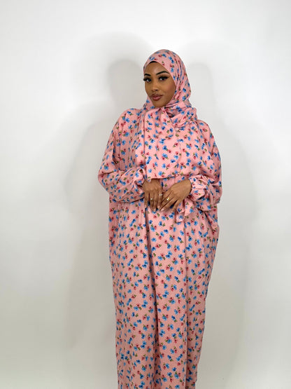 Pink Dream floral one piece islamic prayer dress