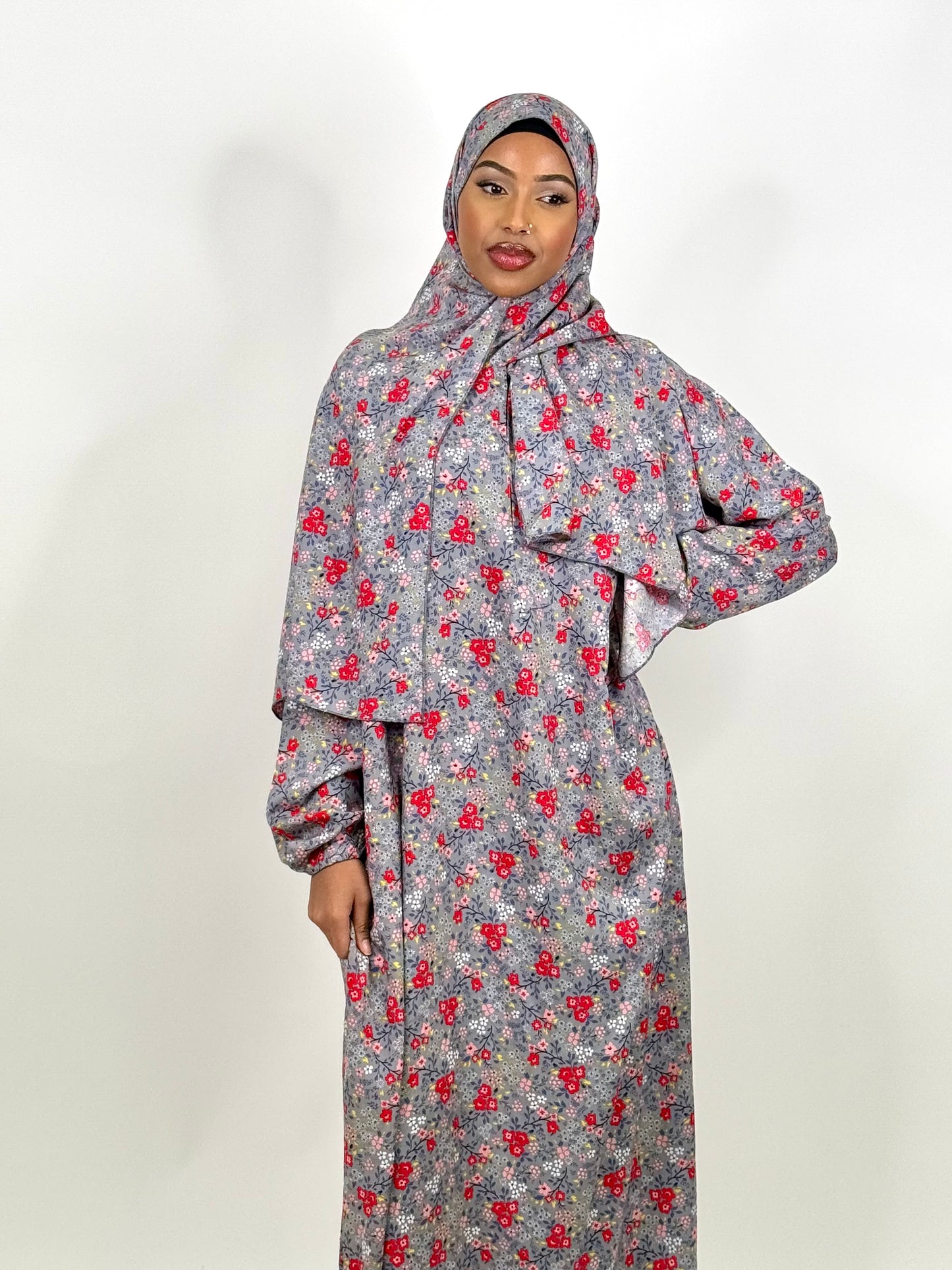 Spring floral one piece islamic prayer dress