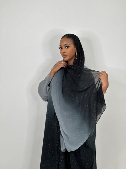 Grey Ombré stars abaya