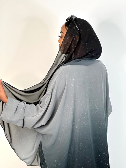 Grey Ombré stars abaya