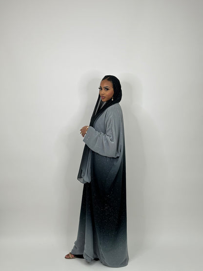 Grey Ombré stars abaya