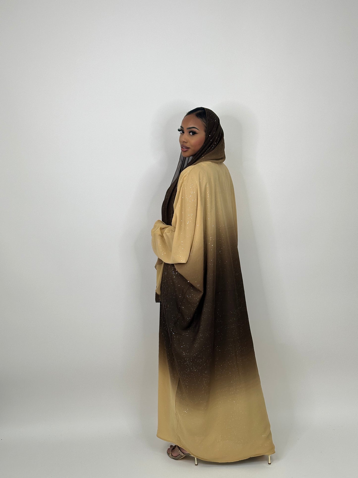 Brown Ombré stars abaya