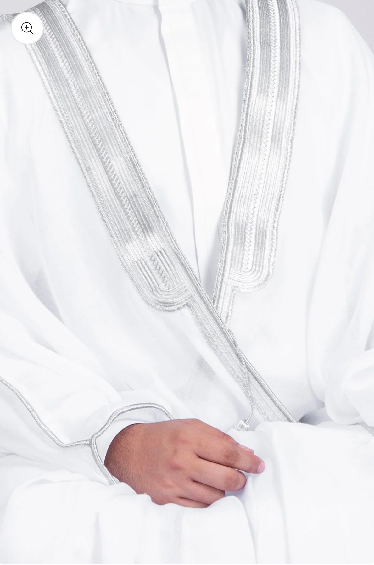 Traditional pure white & silver bisht cloak