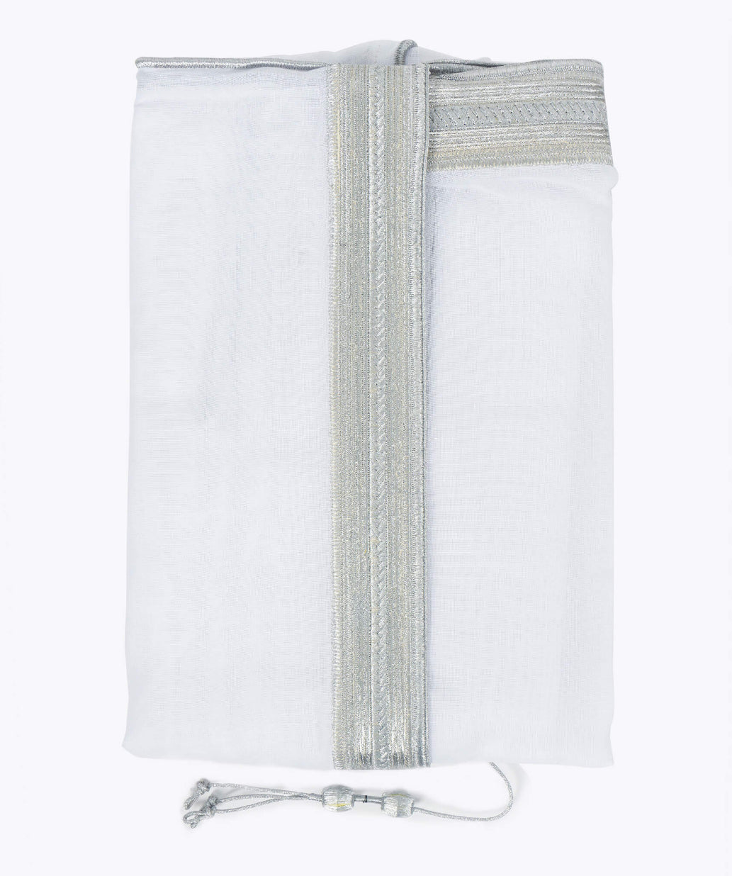 Traditional pure white & silver bisht cloak