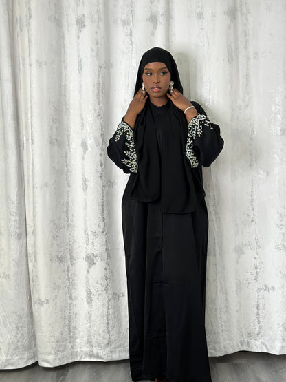 Black Split moon abaya