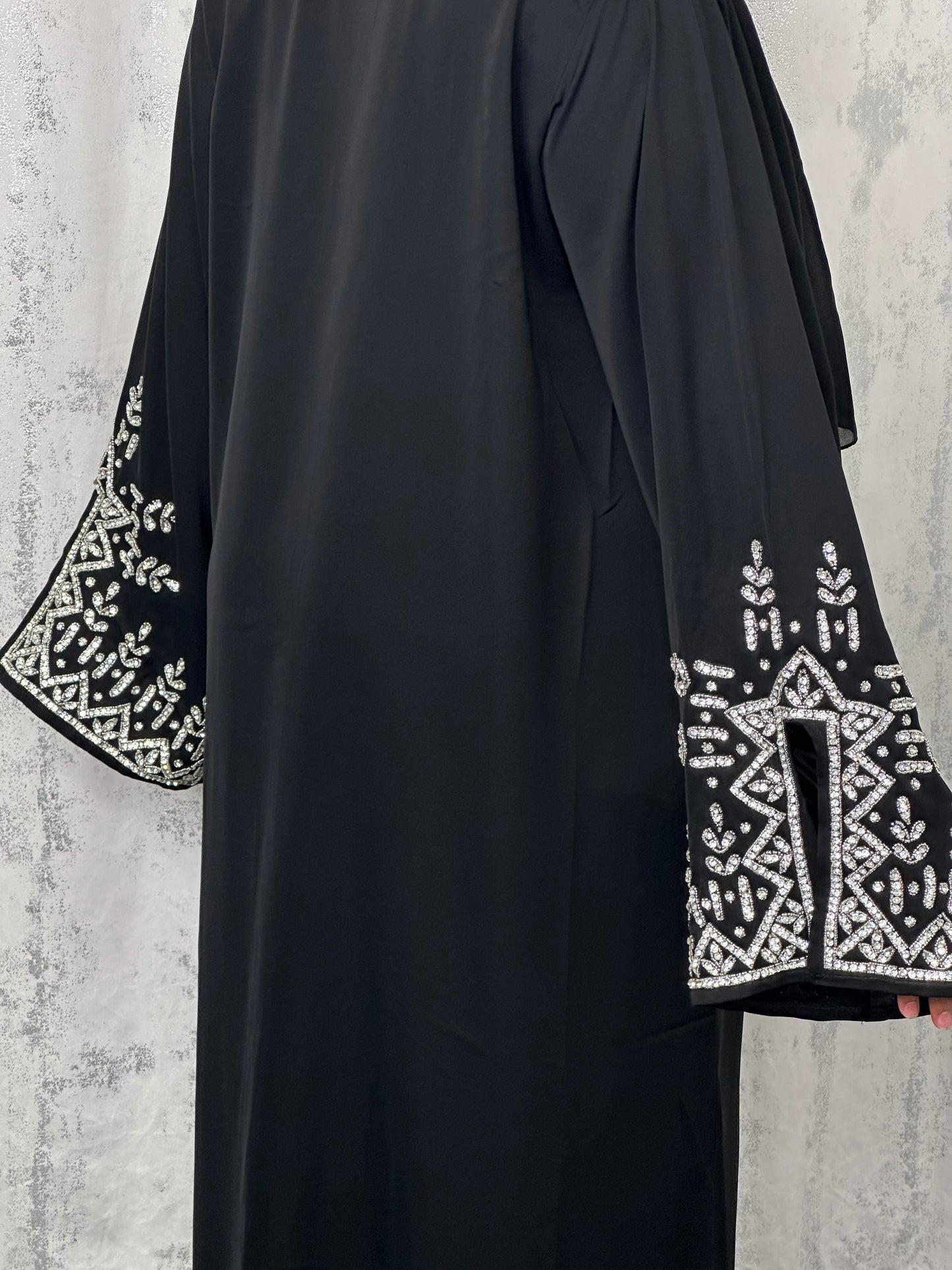 Black Split moon abaya