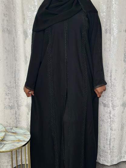 Serene black lace abaya