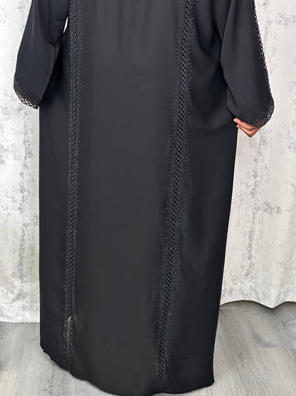 Serene black lace abaya