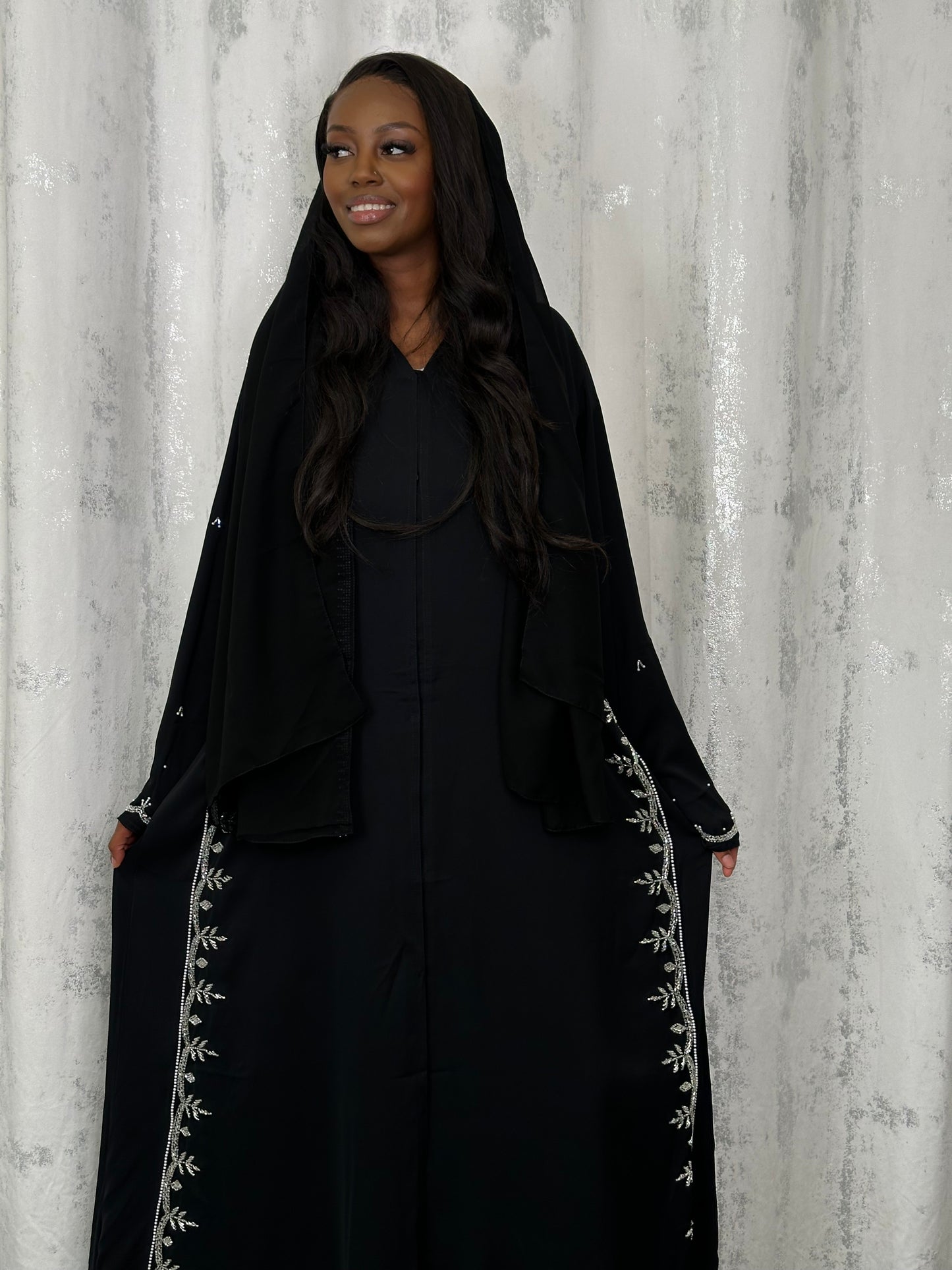 Baroque black abaya