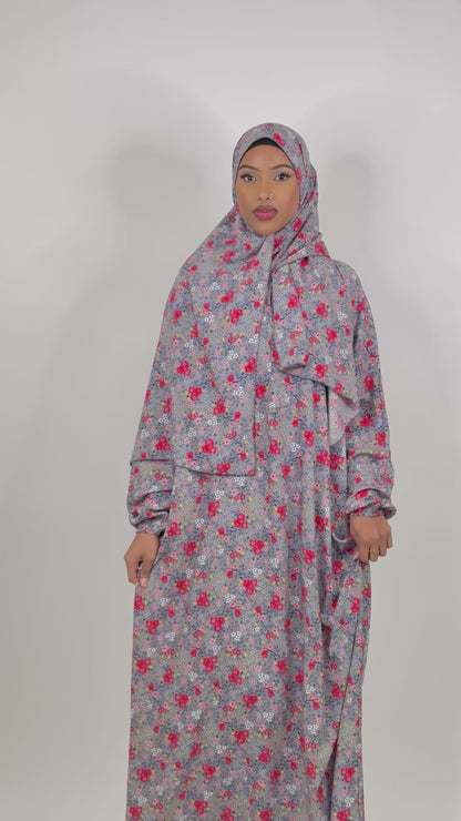 Spring floral one piece islamic prayer dress